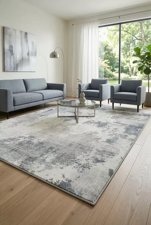 Dywan 80x150 cm srebrny  nowoczesny cieniowany ANEMON