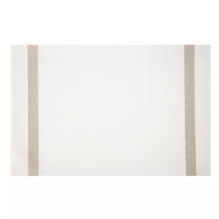 Podkładka na stół biało, beżowa 30x45 cm RUBY zdobiona pasami pleciona