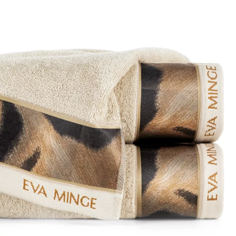 Ręcznik do rąk 30x50 cm bawełniany kolor beżowy,czarny z designerską bordiurą 500 g/m2 EVA 23Eva Minge