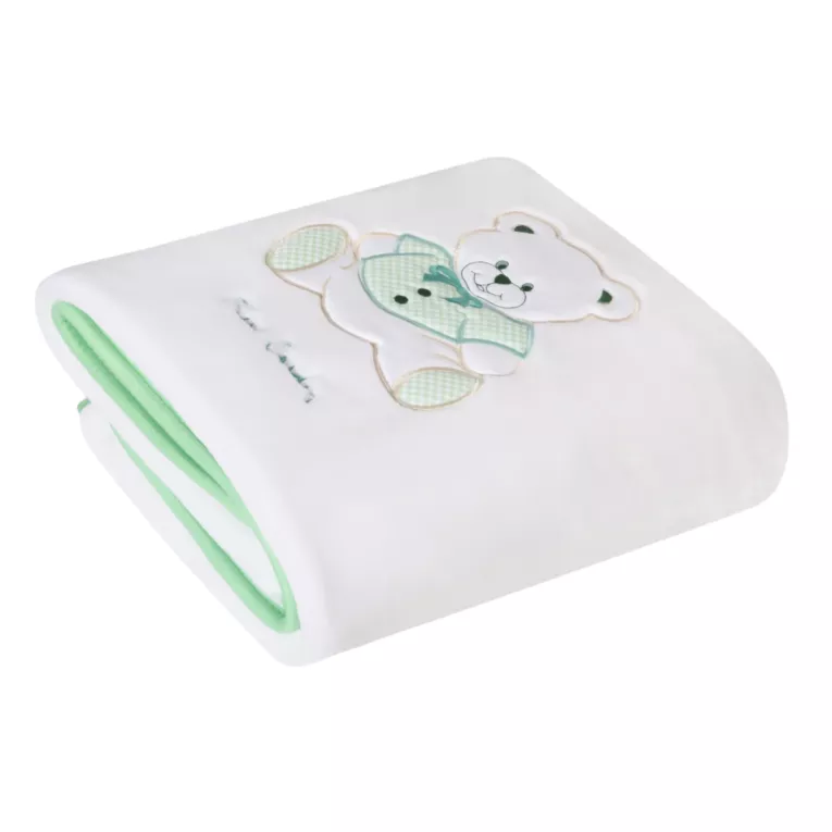 PIERRE CARDIN koc dziecięcy z zielonym misiem