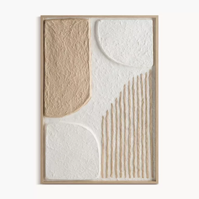 Obraz  z wyraźną strukturą w stylu boho oprawiony w ramę