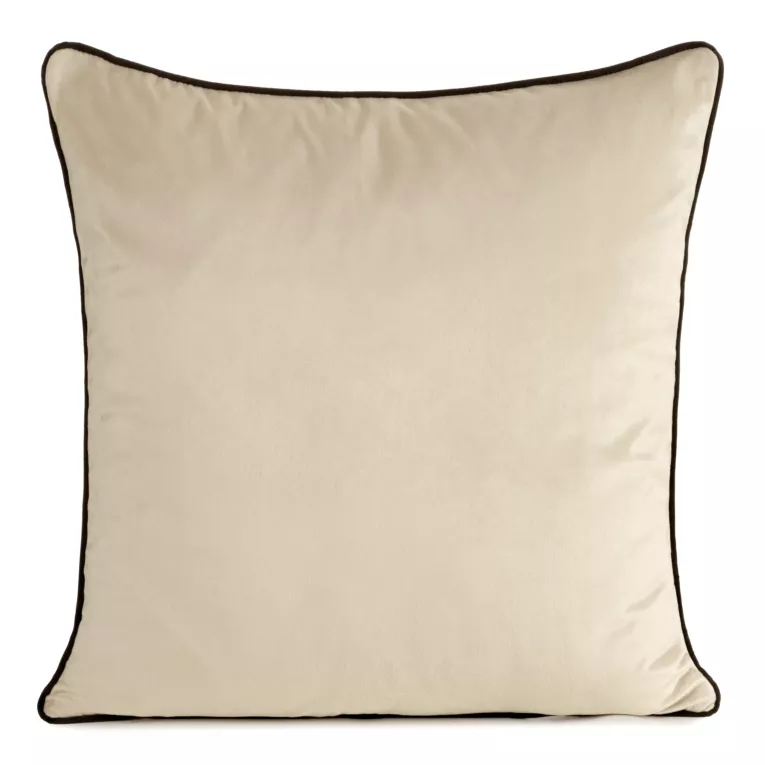 Poszewka na poduszkę 60x60 cm welwetowa kolor beżowy o delikatnym połysku z ozdobną lamówką GAJA 2