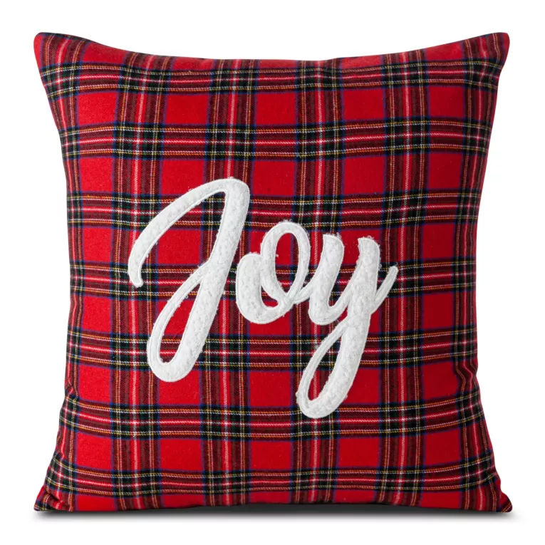 Poszewka na poduszkę 45x45 m welwetowa świąteczna kolor czerwony z nadrukiem z motywem gwiazdy betlejemskiej EJOY