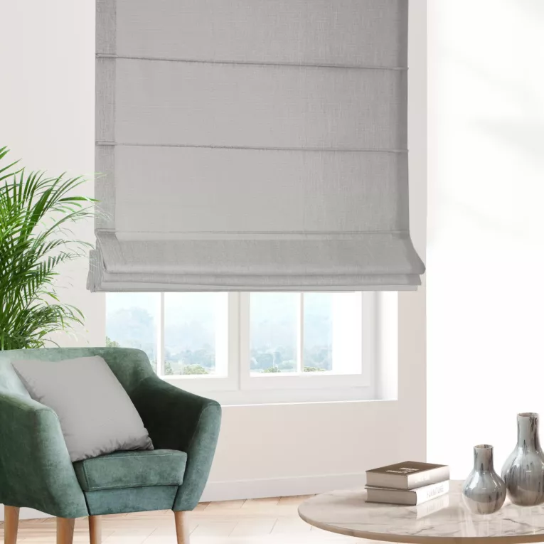 Roleta rzymska srebrna z miękkiej tkaniny szenilowej