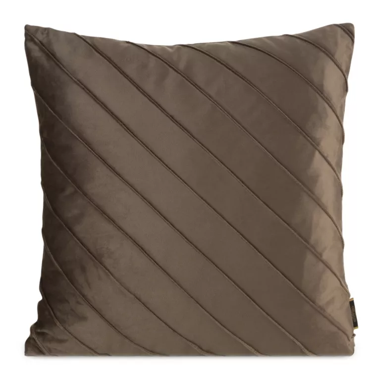 Poszewka na poduszkę 45x45 cm welwetowa jasnobrązowa z geometrycznym przeszywanym wzorem NALA Eurofirany Premium