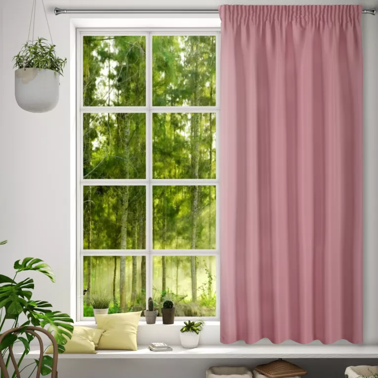 Zasłona ciemnoróżowa z matowej gładkiej tkaniny 140x175 cm taśma - RITA
