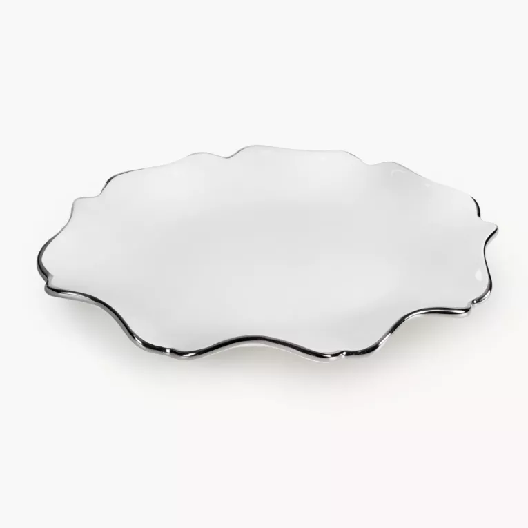 Patera dekoracyjna z glinki ceramicznej z falującymi brzegami AUREN 2