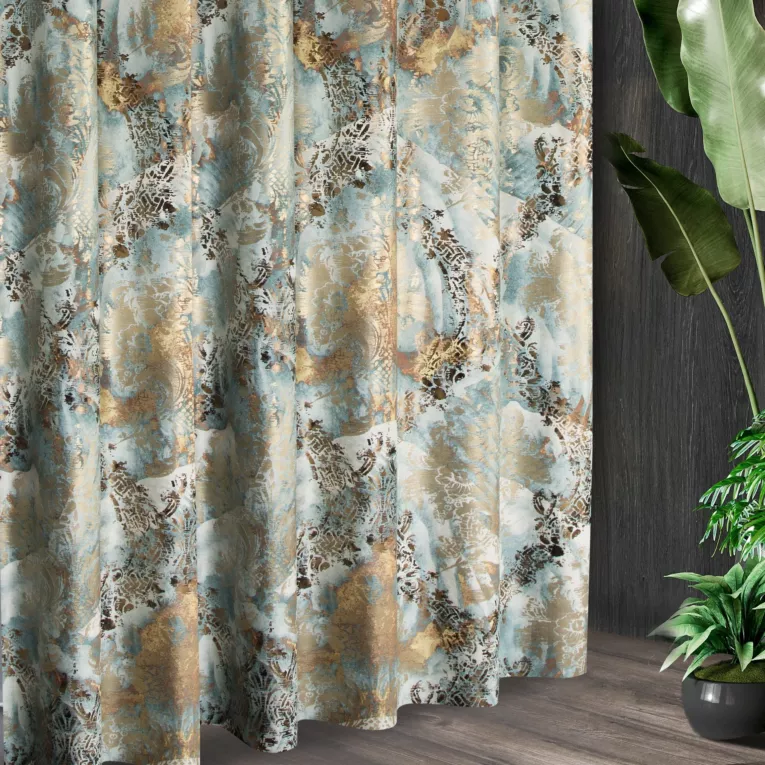Tkanina zasłonowa z eleganckim ornamentowym wzorem