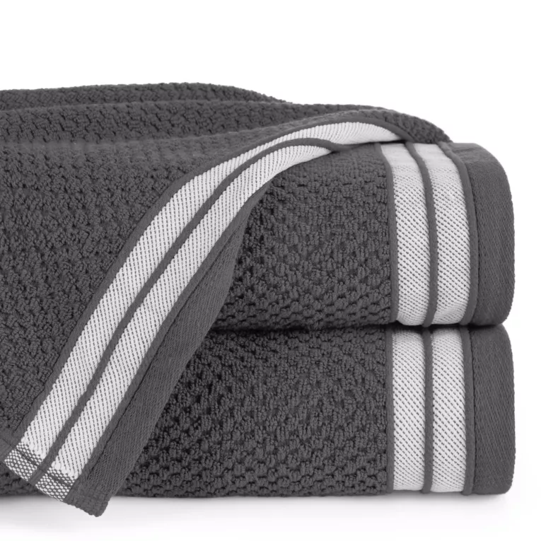 Ręcznik kąpielowy 50x90 cm bawełniany kolor stalowy w pasy 500 g/m2 MADLEN