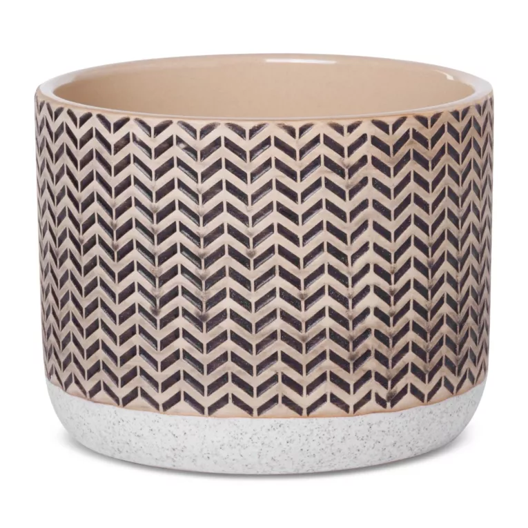 Donica ceramiczna KERI z geometrycznym wzorem