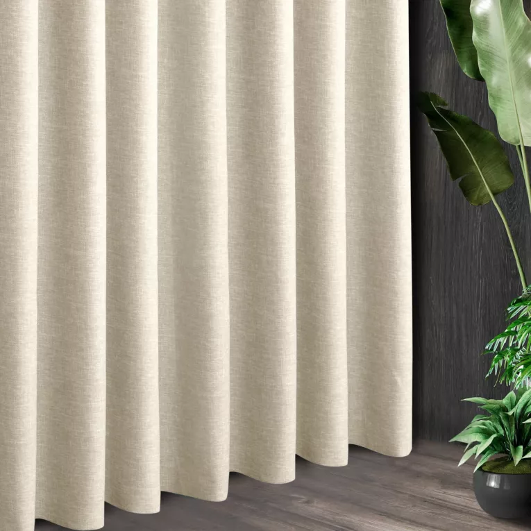 Tkanina zasłonowa zaciemniająca typu blackout, z ozdobnym splotem, z efektem melanżu