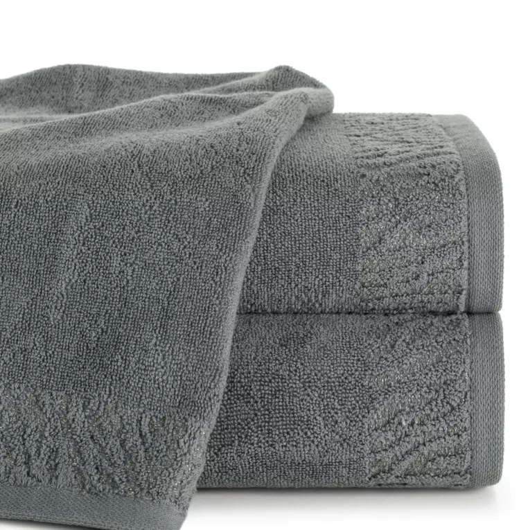 Ręcznik do rąk 30x50 cm bawełniany kolor szary z ozdobną błyszczącą bordiurą 500 g/m2 MARGO