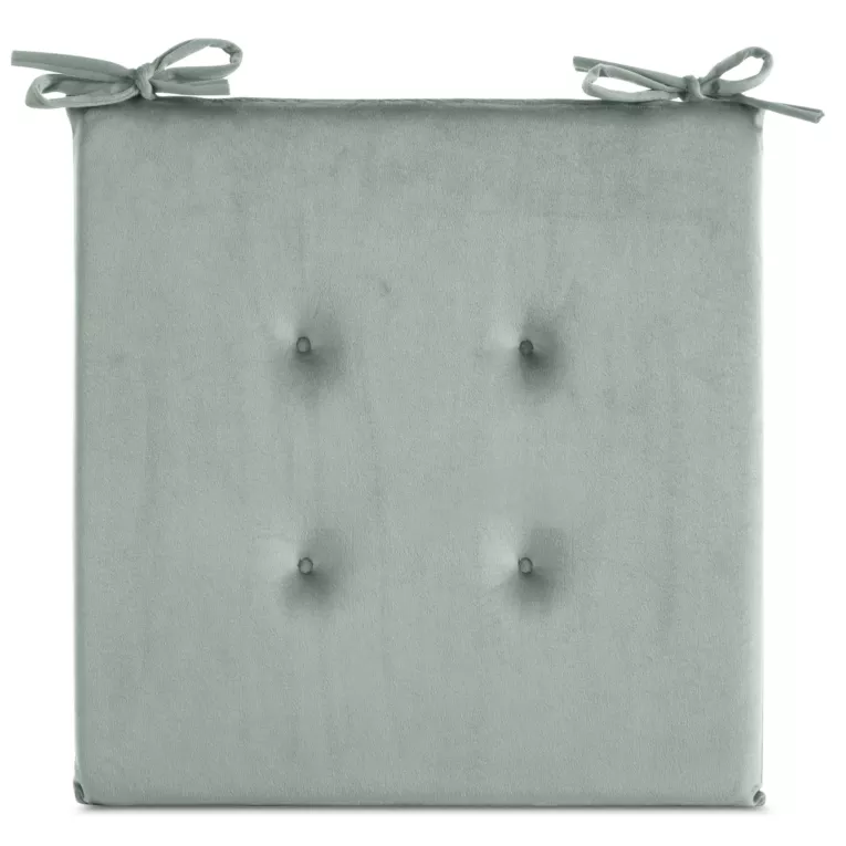 Poduszka na krzesło 40 x 40 x 3 cm  welwetowa szałwiowa z ozdobnym pikowaniem i praktycznymi troczkami GAJA