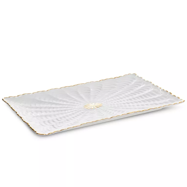 Patera dekoracyjna GAIA z wypukłym wzorem i złotymi akcentami