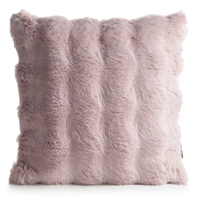 Poszewka na poduszkę 45x45 cm z futerka kolor pudrowy zdobiona efektem 3D LILY