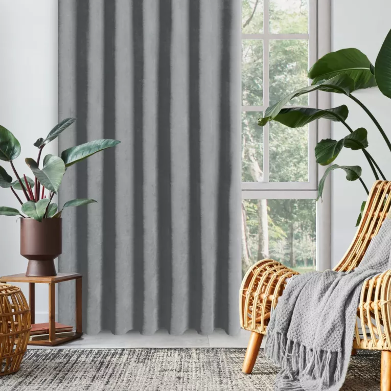 Zasłona szara z tkaniny welurowej 420x240 cm taśma - Dora