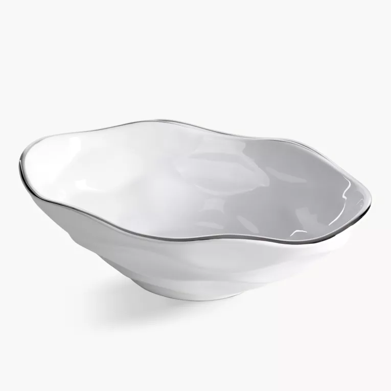 Misa dekoracyjna biało, srebrna 30x19x9 cm BONI