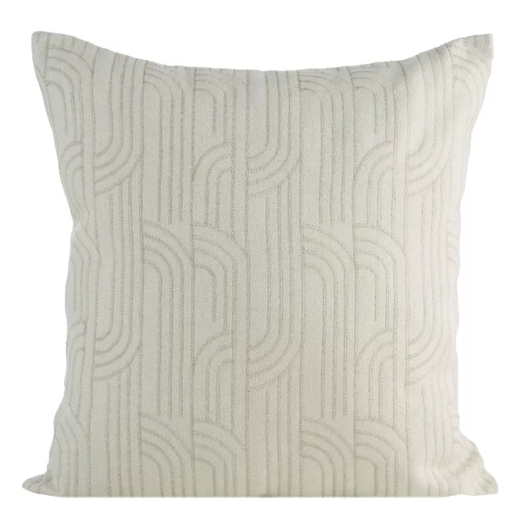 Poszewka na poduszkę 45x45 cm kremowa z złotym geometrycznym haftem MILA  - kolekcja AMAROSA