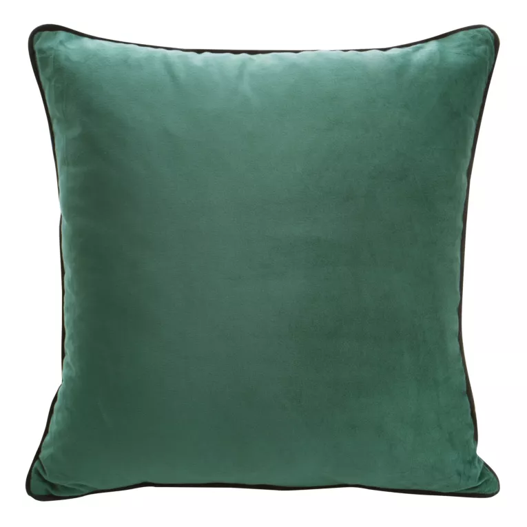 Poszewka na poduszkę 40x40 cm welwetowa kolor ciemnozielony, czarny z ozdobną wypustką na brzegach MEL