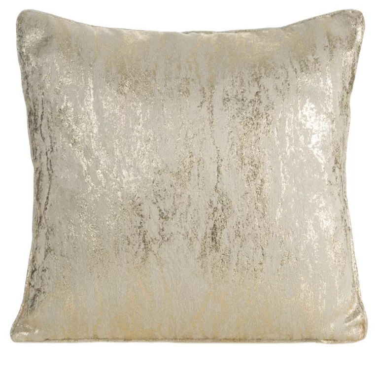 Poszewka na poduszkę 45x45 cm beżowo, szara z przecieranym błyszczącym nadrukiem ELISE