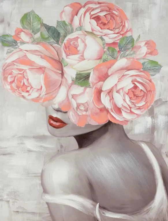 Obraz Obraz AMELI 2 portret kobiety w nakryciu głowy z kwiatów ręcznie malowany na płótnie