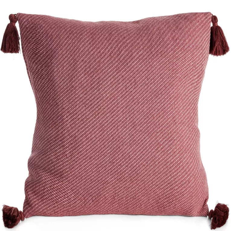 Poszewka na poduszkę 45x45 cm gładka różowa z ozdobnymi chwostami na rogach POLY