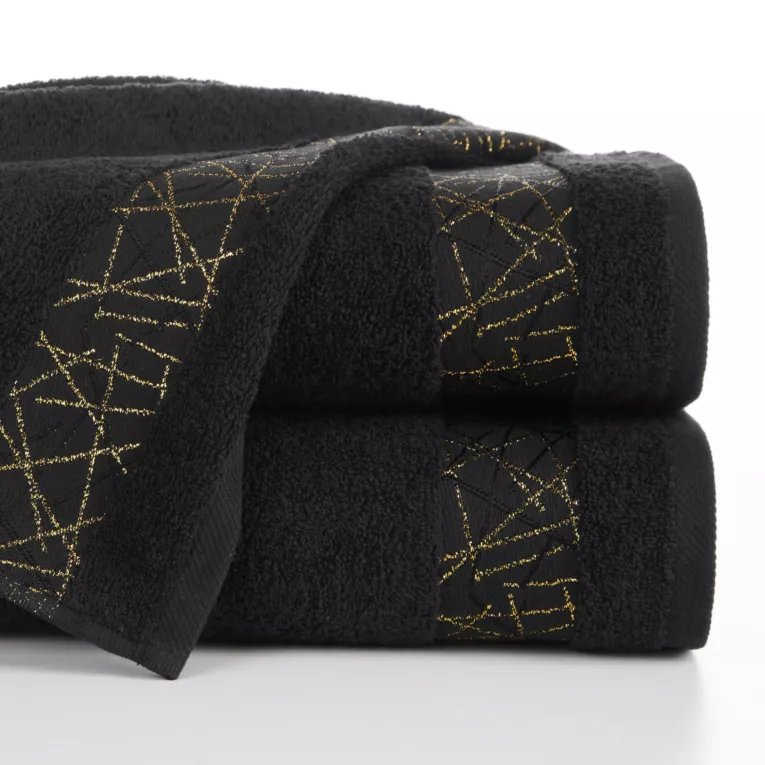 Ręcznik kąpielowy 70x140 cm bawełniany kolor czarny z żakardową bordiurą 480 g/m2 NIKA
