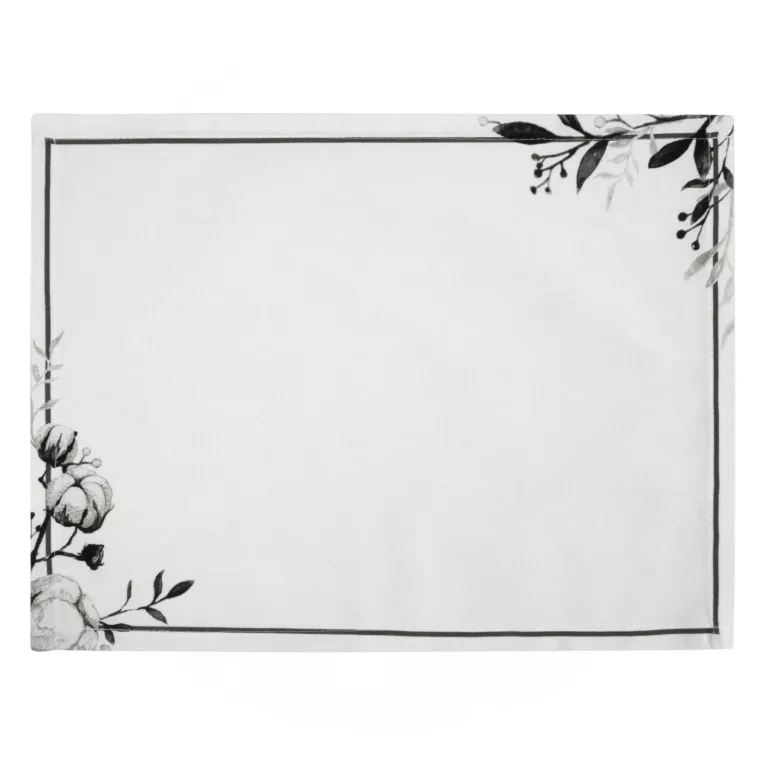 Komplet 4 szt podkładek NATU z tkaniny z dodatkiem lnu z nadrukiem z motywem roślinnym