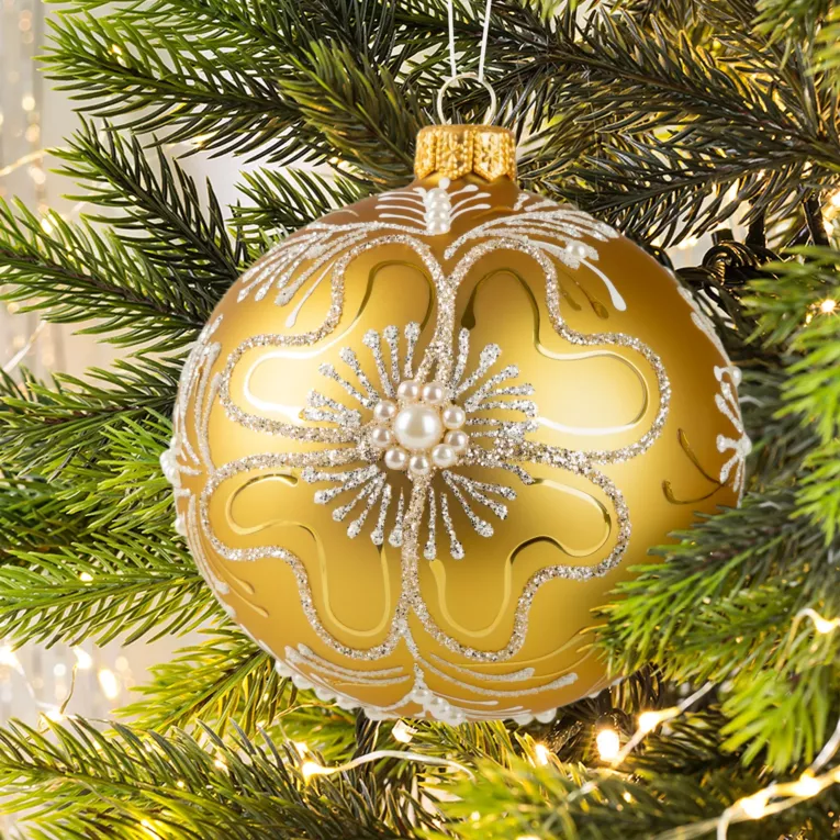 Szklana bombka choinkowa ręcznie zdobiona