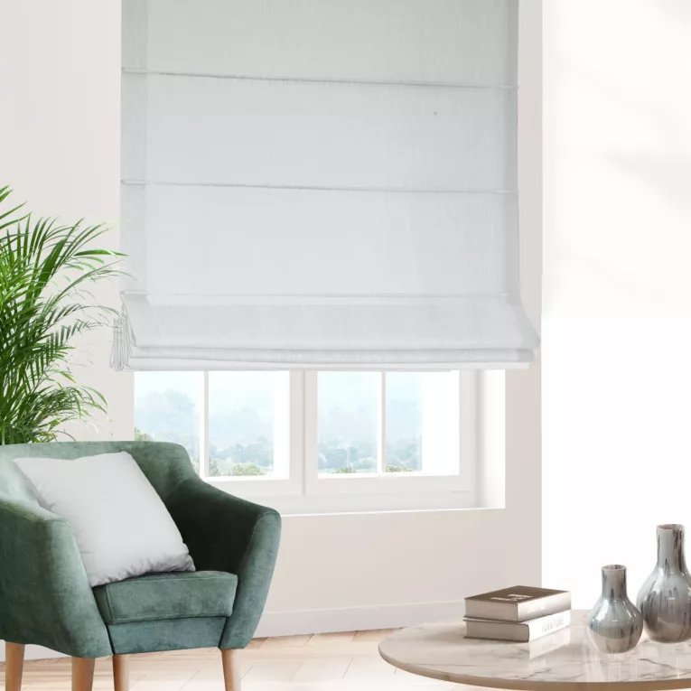 Roleta rzymska platynowa z tkaniny o naturalnym splocie z efektem melanżu