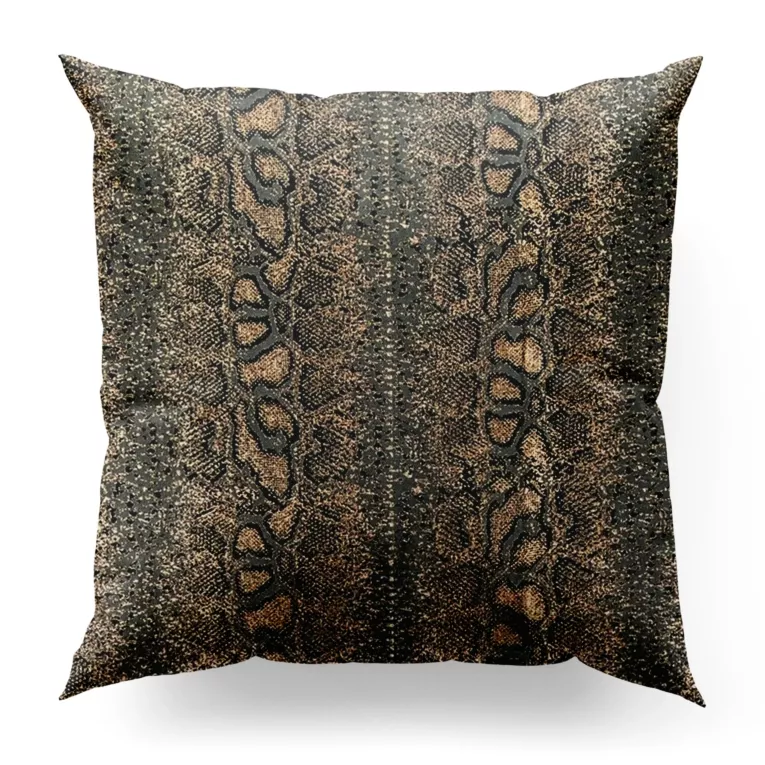 Poszewka szyta GISELL stalowo złota z eleganckiej tkaniny w nowoczesny zwierzęcy wzór Italissima Eva Minge