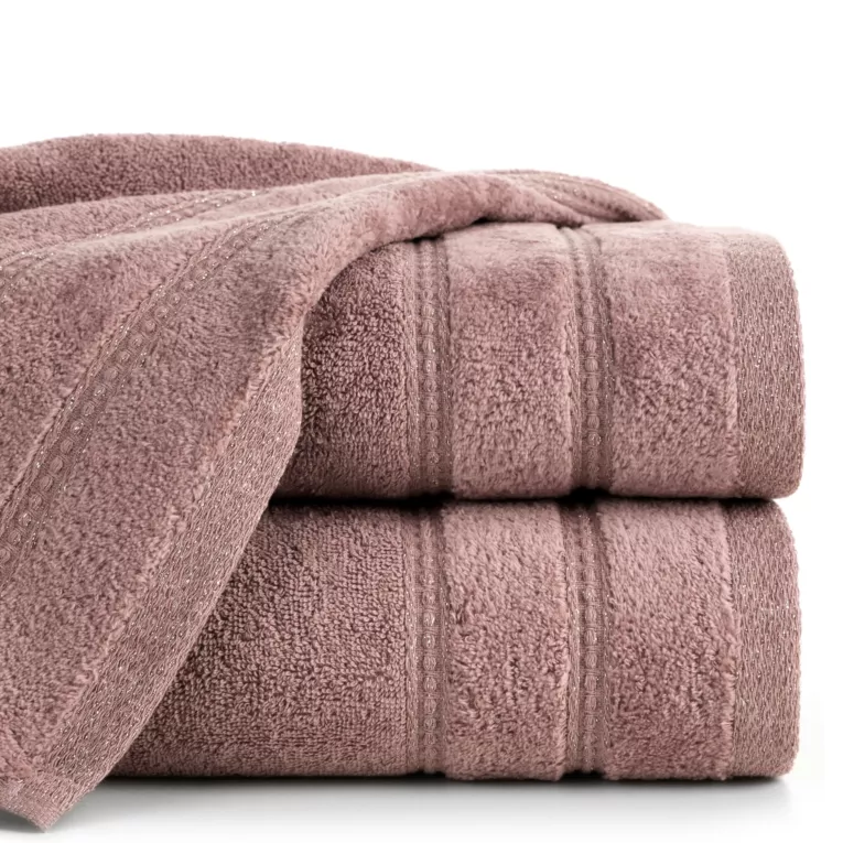 Ręcznik kąpielowy 50x90 cm bawełniany kolor liliowy zdobiony błyszczącymi paseczkami 500 g/m2 GLORY 4