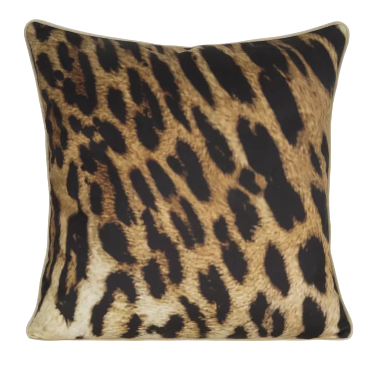 Poszewka na poduszkę 60x60 cm welwetowa czarno, brązowa z designerskim nadrukiem i wypustką na brzegach EVA 15 A Eva Minge