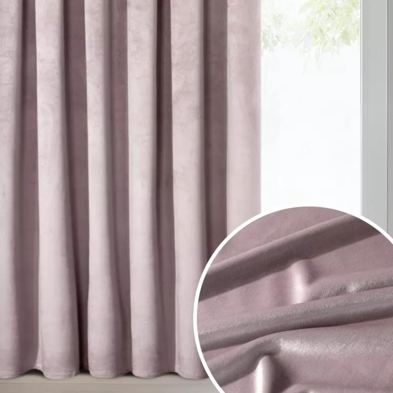 Zasłona welwetowa pudrowy róż 140 x 270 cm taśma - ROSA - Design 91