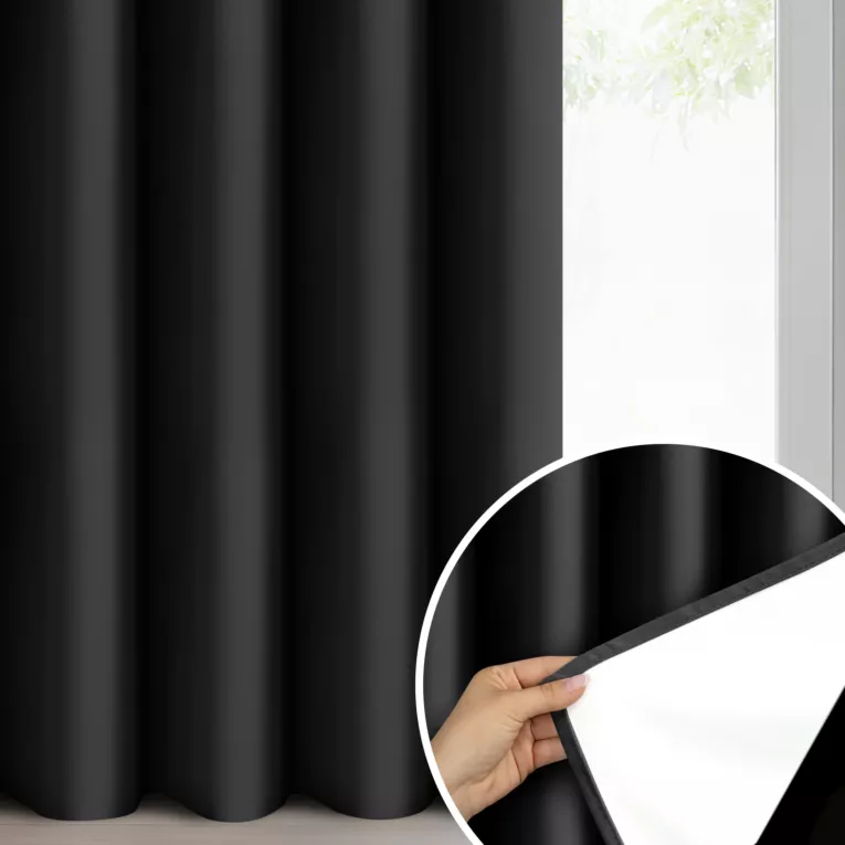Zasłona czarna welwetowa 100% zaciemniająca 140x250 cm przelotka - NITA