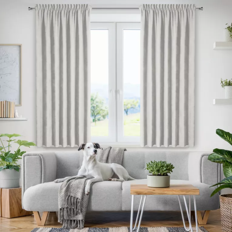 Zasłona jasnoszara z tkaniny welurowej 120x180 cm taśma - Dora