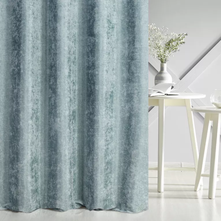 Zasłona szyta na taśmie 5 cm BRIANNA turkusowa miękka szenilowa o wyraźnym splocie i lekkim połysku