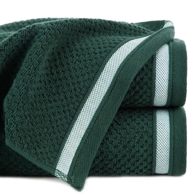 Ręcznik do rąk 30x50 cm bawełniany kolor ciemnozielony w pasy 500 g/m2 MADLEN