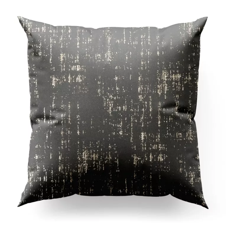 Poszewka szyta grafitowo złocista z miękkiej tkaniny o strukturze weluru z połyskliwym nadrukiem