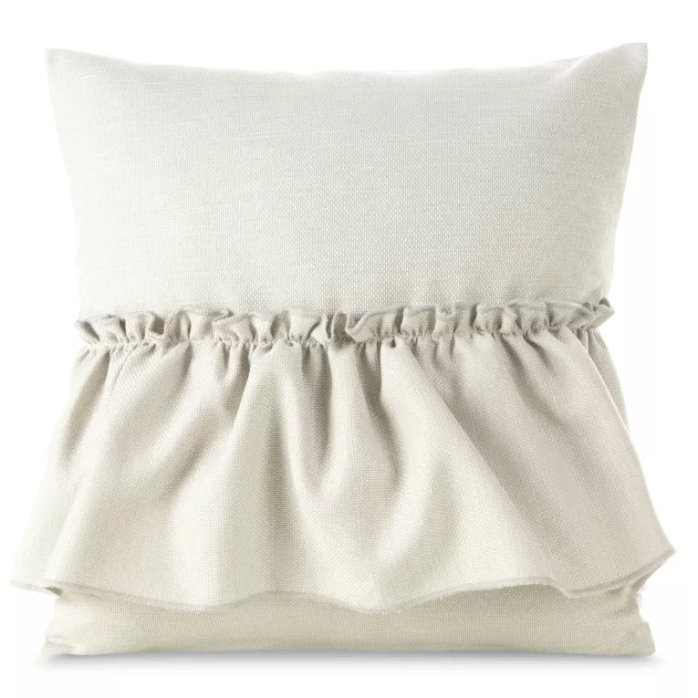 Poszewka na poduszkę 40x40 cm kolor naturalny z falbaną z tkaniny o płóciennym splocie LENA