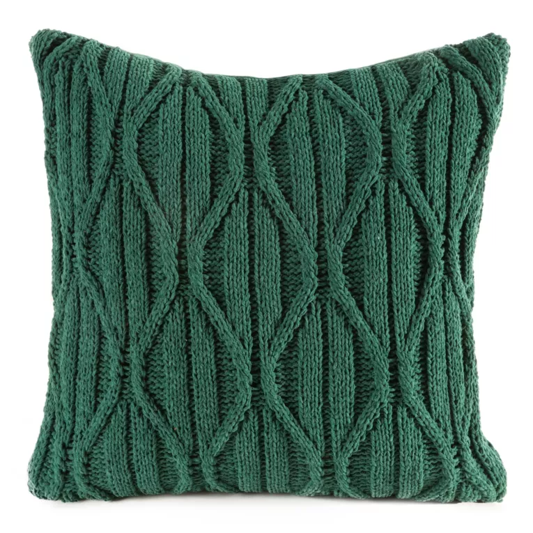 Poszewka na poduszkę 45x45 cm świąteczna o plecionej strukturze zielona