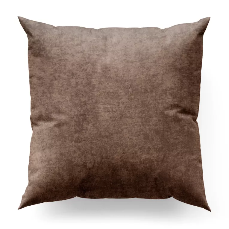 Poszewka szyta brązowa z miękkiej tkaniny szenilowej typu dimout o naturalnym splocie