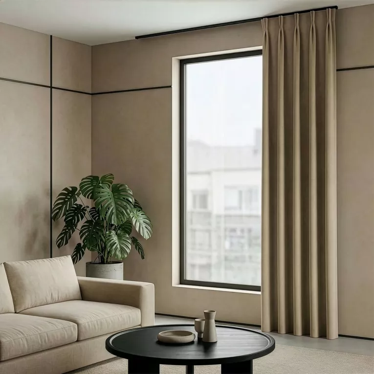 Zasłona beżowa 40x270 cm welwetowa flex 1:2