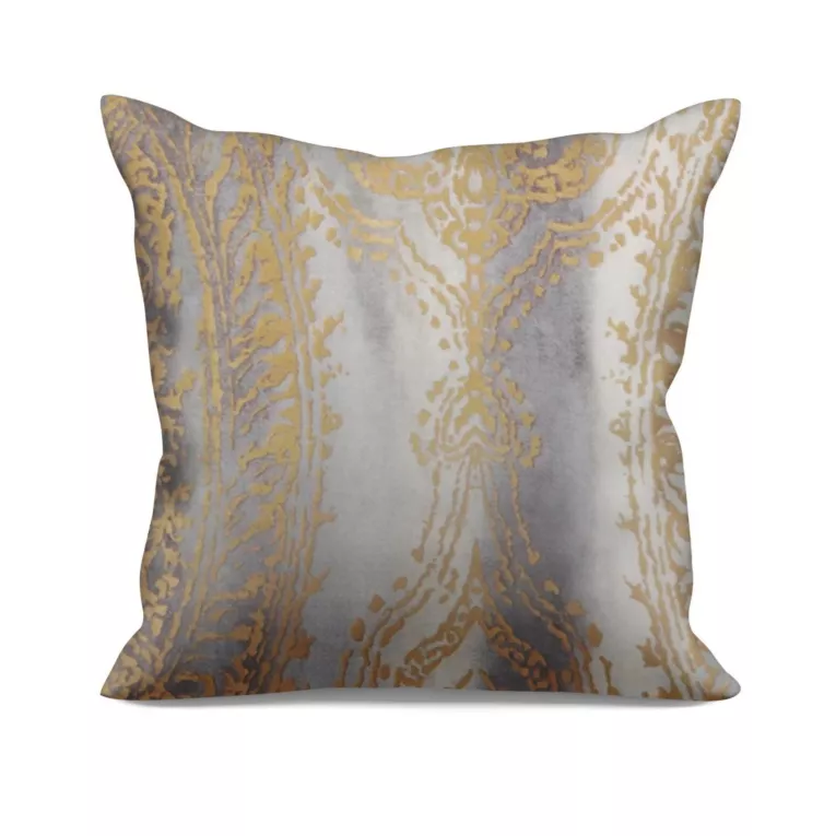 Poszewka szyta jasnoszaro złocista z grubej welwetowej tkaniny w elegancki połyskujący wzór