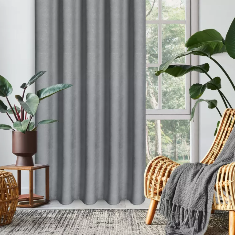 Zasłona szara z tkaniny welurowej 280x260 cm tunel Dora