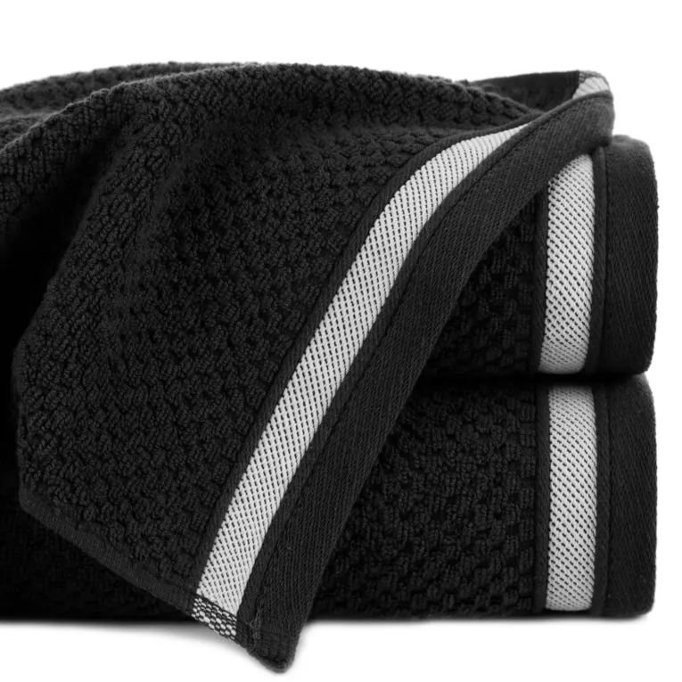 Ręcznik do rąk 30x50 cm bawełniany kolor czarny w pasy 500 g/m2 MADLEN