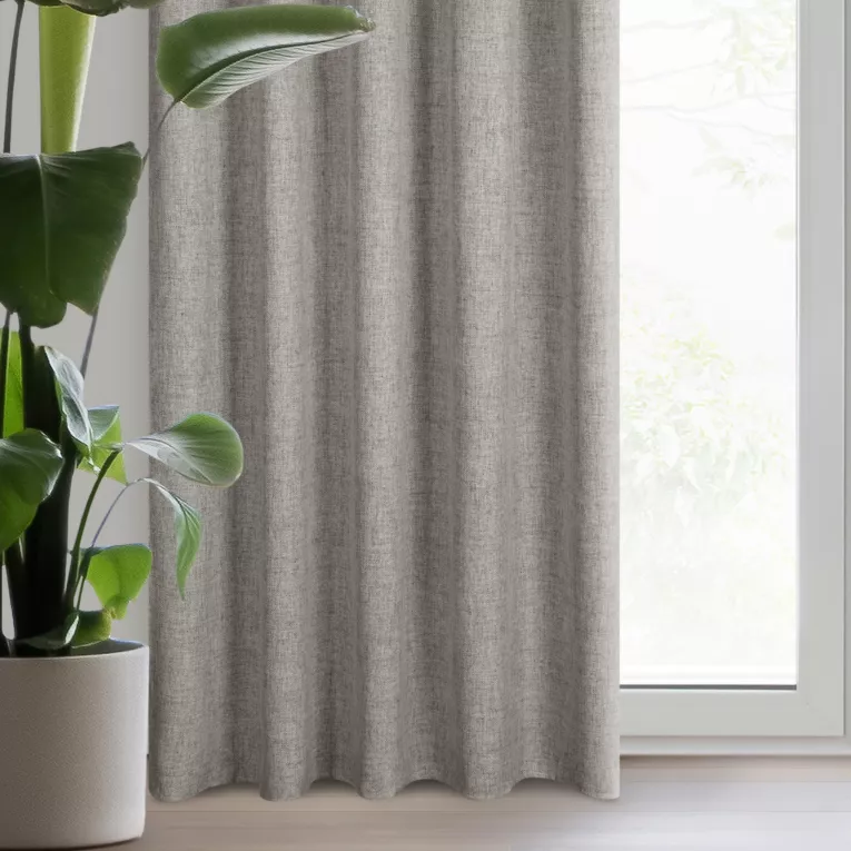 Zasłona ciemnobeżowa w stylu eko 140x270 cm taśma - JULA2