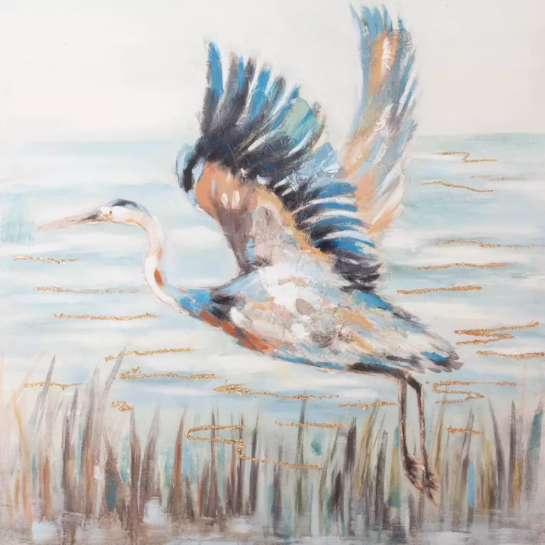 Obraz HERON 1 ręcznie malowany na płótnie obraz z czaplą