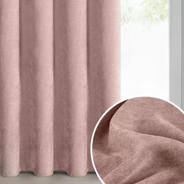 Zasłona pudrowa z szenilowej tkaniny 140x250cm przelotki - VANI