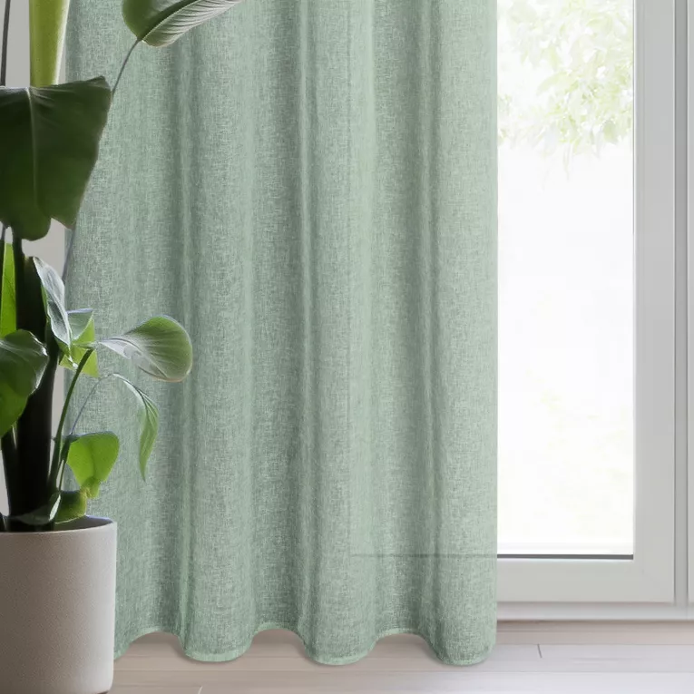 Zasłona miętowa o strukturze deszczyku z etaminy 140x250 cm przelotka ANGELIKA